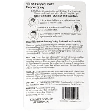 Pepper Shot 1.2% MC 1/2 Oz Pepper Spray Leatherette Holster And Quick Release Keychain